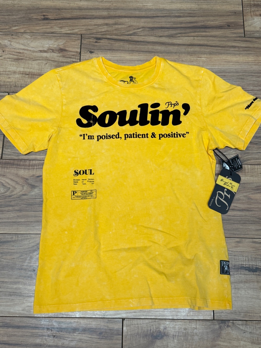 PRPS Soulin' Crewneck T-Shirt in Yellow with Black Logo